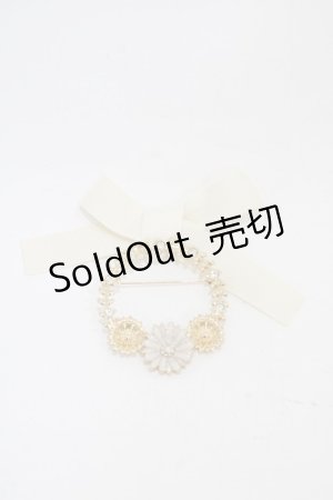 画像: m petit by misako / AMフラワーリーフブローチ  アイボリー H-25-11-18-1006-LO-AC-NS-ZH