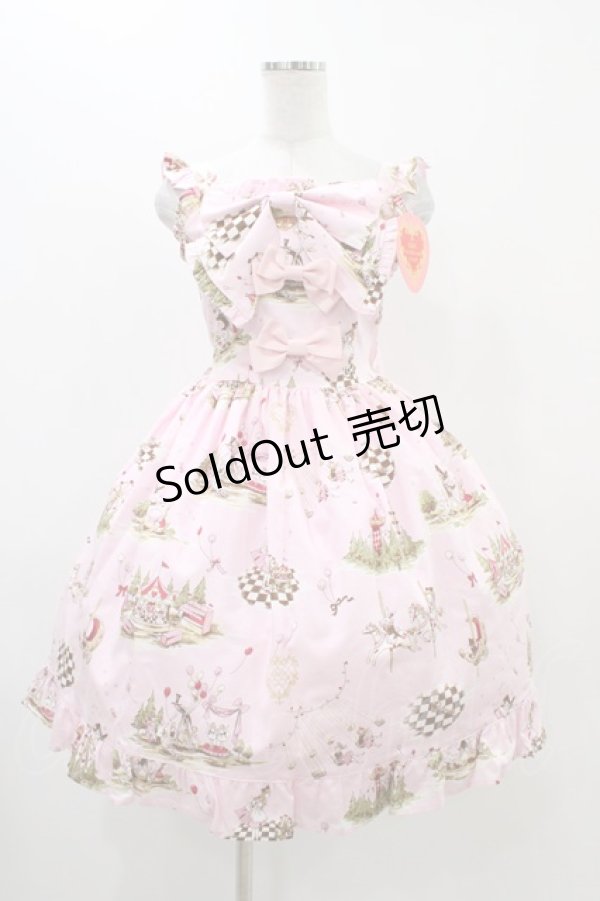 画像1: BABY,THE STARS SHINE BRIGHT / アリスインファンフェア柄リボンジャンパースカート Free ピンク H-25-11-18-1016-BA-OP-NS-ZH (1)