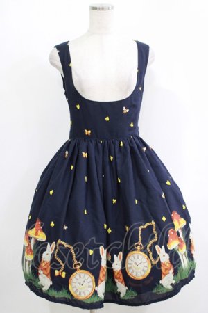 画像: Innocent World / キノコの森の時計うさぎコルセットジャンパースカート M ネイビー H-25-11-19-001-IW-OP-NS-ZH