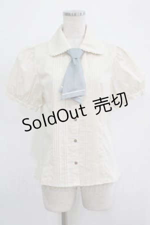 画像: Kurumi Collaboration / マリンアカデミアブラウス M アイボリー/サックス H-25-11-19-030-GO-BL-NS-ZH