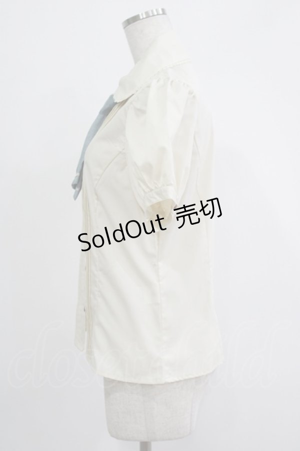 画像2: Kurumi Collaboration / マリンアカデミアブラウス M アイボリー/サックス H-25-11-19-030-GO-BL-NS-ZH (2)
