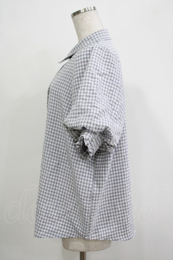 画像2: axes femme / パフスリーブブラウス Free グレーギンガム H-25-11-19-031-AX-BL-NS-ZH (2)