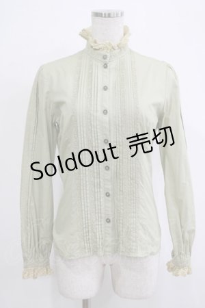 画像: Victorian maiden / レースリボン付スタンドカラーブラウス Free グリーン H-25-11-19-032-CL-BL-NS-ZH