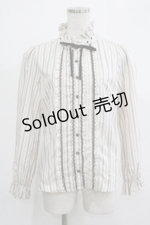 画像: axes femme / ストライプフリルブラウス M アイボリー/ブラウン H-25-11-19-035-AX-BL-NS-ZH