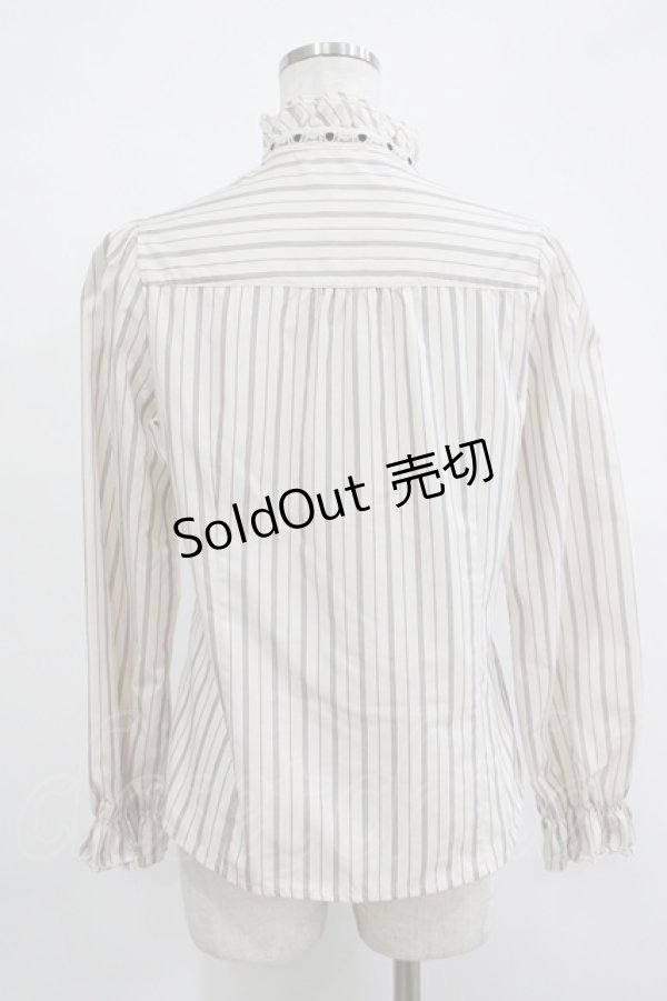 画像3: axes femme / ストライプフリルブラウス M アイボリー/ブラウン H-25-11-19-035-AX-BL-NS-ZH (3)