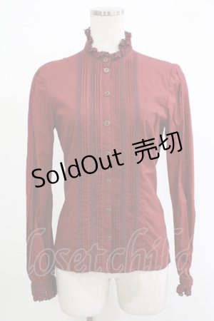 画像: Victorian maiden / レースリボン付スタンドカラーブラウス Free ボルドー H-25-11-19-036-CL-BL-NS-ZH