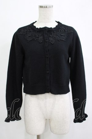 画像: m petit by misako / AM バラレースニットカーディガン S ブラック H-25-11-19-042-LO-TO-NS-ZH