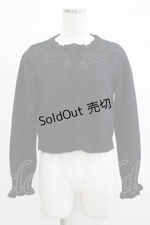 画像1: m petit by misako / AM バラレースニットカーディガン S ブラック H-25-11-19-042-LO-TO-NS-ZH (1)