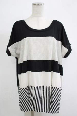 画像: axes femme / レースボーダートップス M ブラック/グレー H-25-11-19-045-AX-TO-NS-ZH