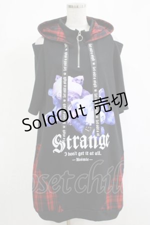 画像: NOEMIE / チェックネコ耳ハーフジップユニセックスパーカー M ブラック H-25-11-19-047-LO-TO-NS-ZH