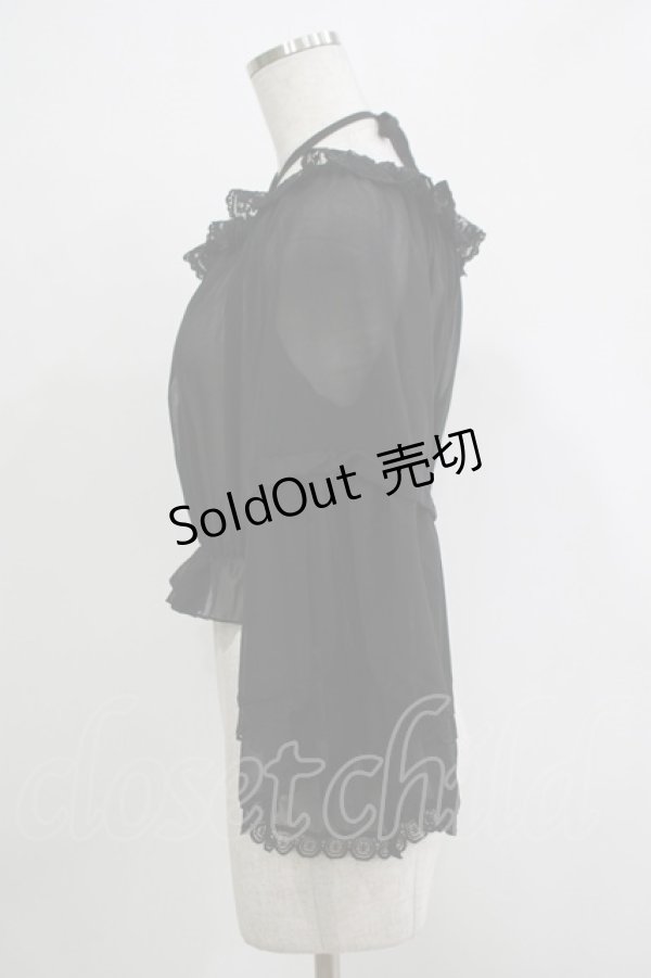 画像2: 月雁自制（海外ロリータブランド） / シフォンブラウス Free ブラック H-25-11-19-050-PU-BL-NS-ZH (2)