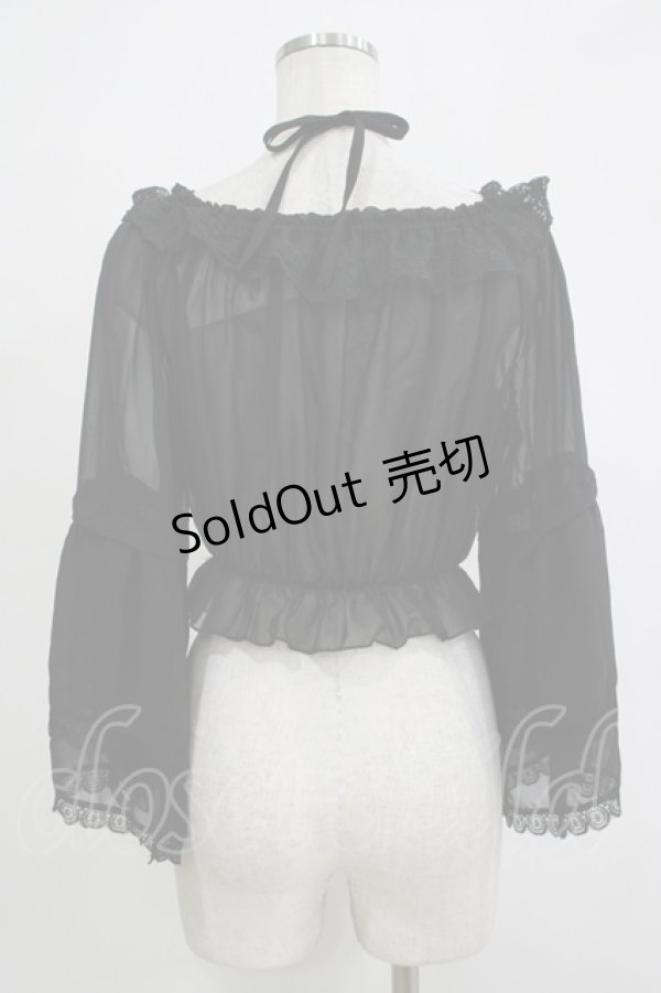画像3: 月雁自制（海外ロリータブランド） / シフォンブラウス Free ブラック H-25-11-19-050-PU-BL-NS-ZH (3)