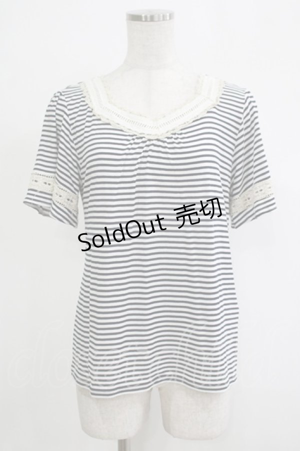 画像1: axes femme / ハシゴレース使いインナープルオーバー L オフ/ネイビー H-25-11-19-052-AX-TO-NS-ZH (1)