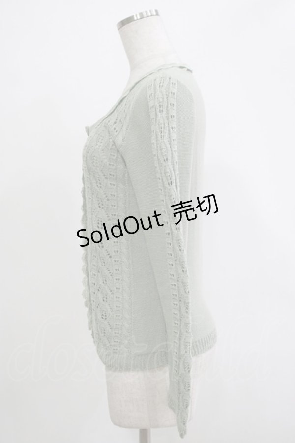 画像2: axes femme / 透かし編み柄カーディガン M ミント H-25-11-19-053-AX-TO-NS-ZH (2)