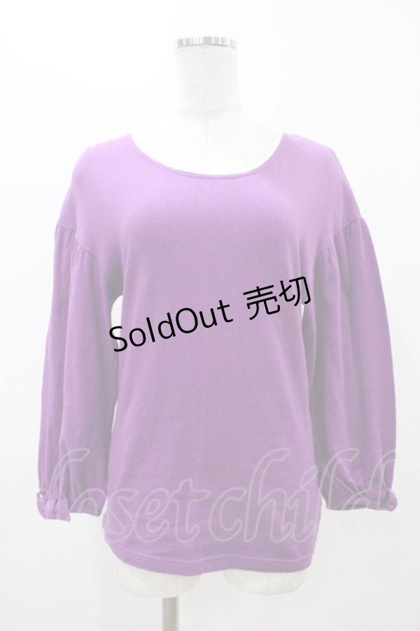 画像1: Emily Temple cute / リボンスリーブカットソー  パープル H-25-11-19-1037-ET-TO-KB-ZH (1)