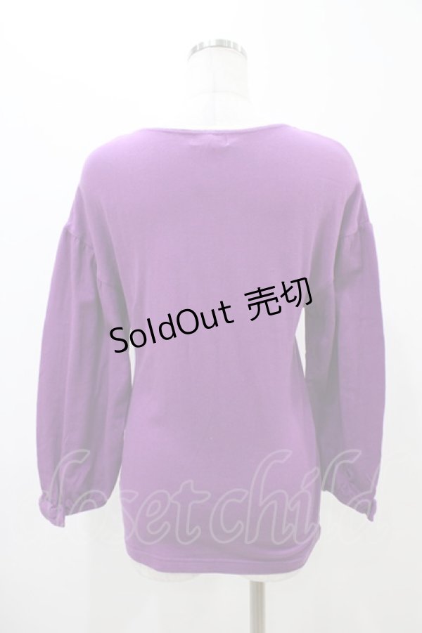 画像2: Emily Temple cute / リボンスリーブカットソー  パープル H-25-11-19-1037-ET-TO-KB-ZH (2)