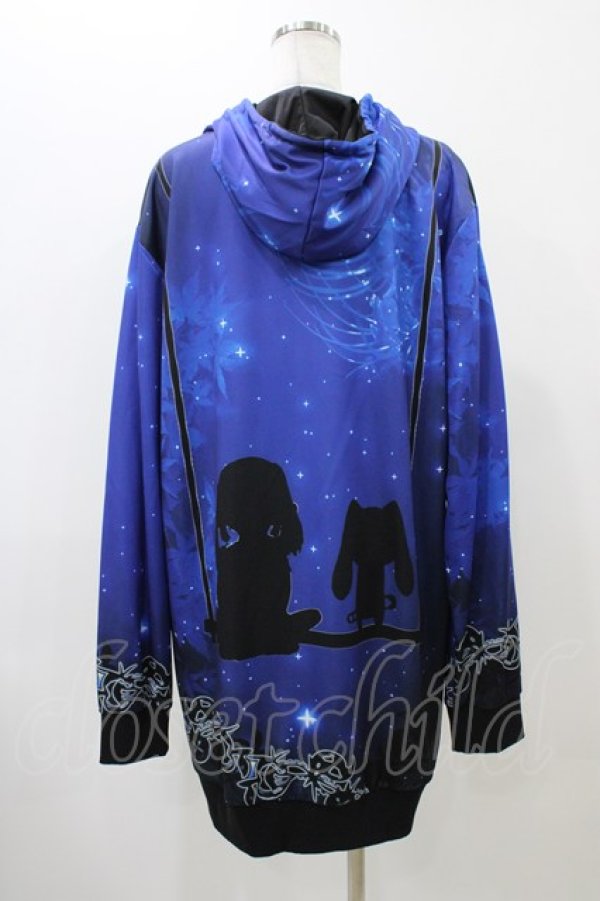 画像2: NieR Clothing / 総柄ZIPパーカー  青 H-25-11-19-1040-PU-TO-KB-ZH (2)