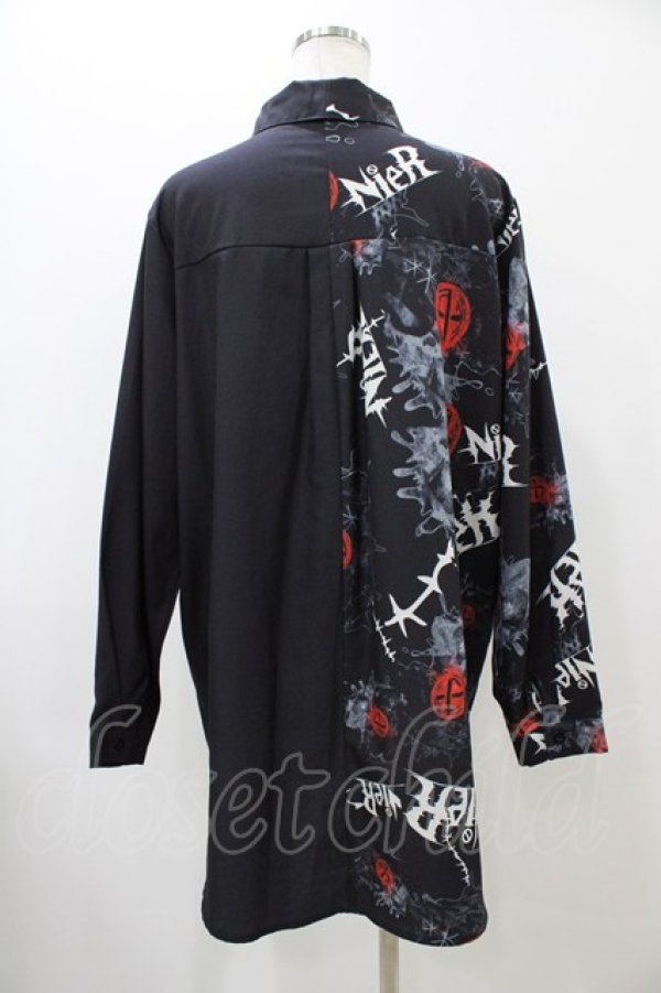 画像2: NieR Clothing / プリント切替シャツ  ブラック H-25-11-19-1046-PU-BL-KB-ZH (2)