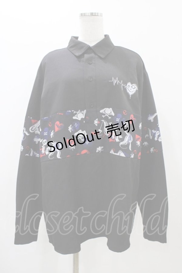 画像1: NieR Clothing / ブロッキングプルオーバーシャツ  ブラック H-25-11-19-1049-PU-BL-KB-ZH (1)