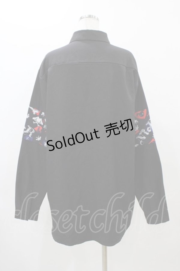 画像2: NieR Clothing / ブロッキングプルオーバーシャツ  ブラック H-25-11-19-1049-PU-BL-KB-ZH (2)