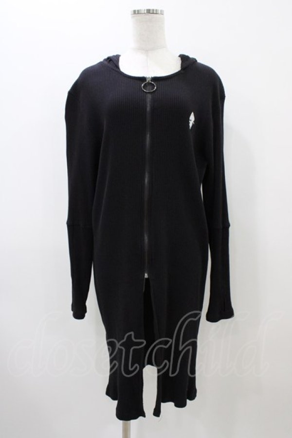 画像1: NieR Clothing / リブロングパーカー  ブラック H-25-11-19-1053-PU-TO-KB-ZH (1)