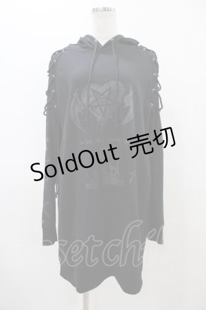 画像: NieR Clothing / レースアッププルパーカー  ブラック H-25-11-19-1054-PU-TO-KB-ZH