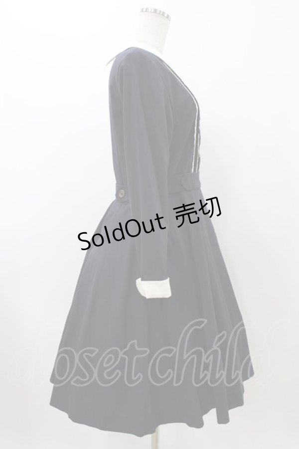 画像3: Jane Marple / ビンテージポプリンのドミトリードレス  ネイビー H-25-11-19-1014-JM-OP-KB-ZH (3)