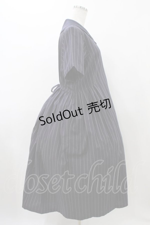 画像3: Jane Marple Dans Le Salon / ミニセーラーカラーのストライプワンピース  ネイビー H-25-11-19-1015-JM-OP-KB-ZH (3)