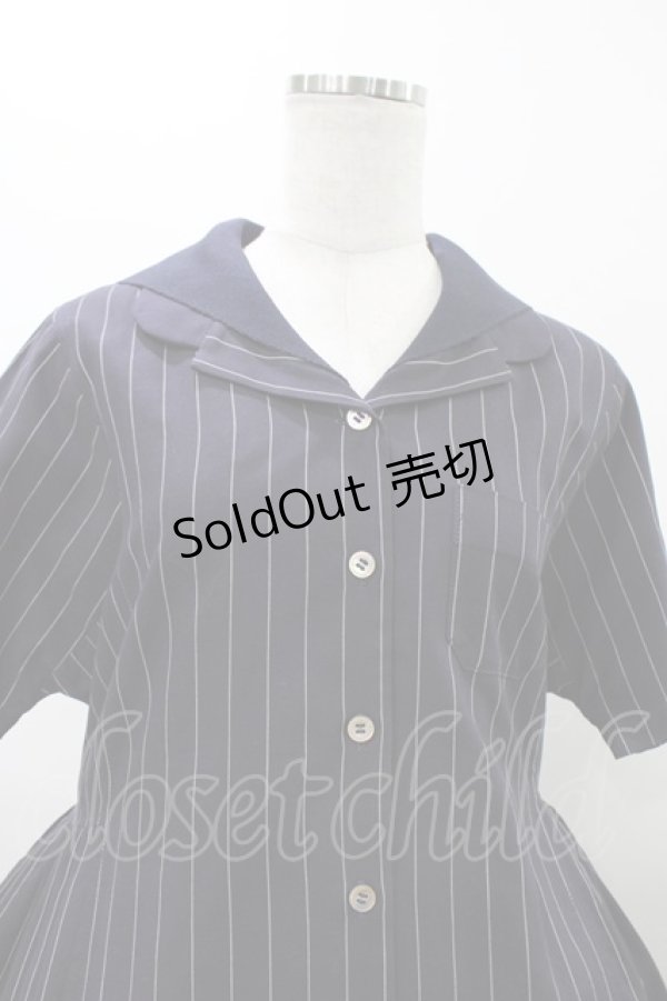 画像4: Jane Marple Dans Le Salon / ミニセーラーカラーのストライプワンピース  ネイビー H-25-11-19-1015-JM-OP-KB-ZH (4)