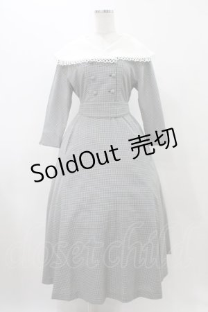 画像: MILK / ビッグカラーlong dress  ブラックギンガム H-25-11-19-1017-ML-OP-KB-ZH