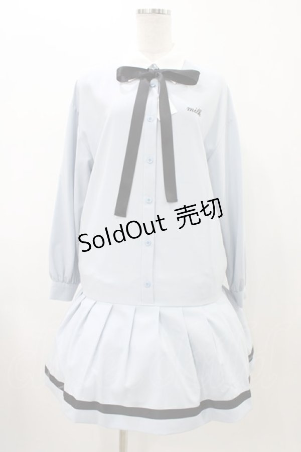 画像1: MILK / Ribbon Tieワンピース  サックス H-25-11-19-1020-ML-OP-KB-ZH (1)