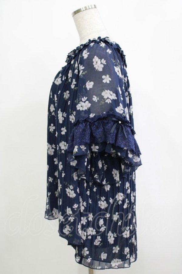 画像2: axes femme / 花柄オフショルブラウス M ネイビー H-25-11-19-054-AX-BL-NS-ZH (2)