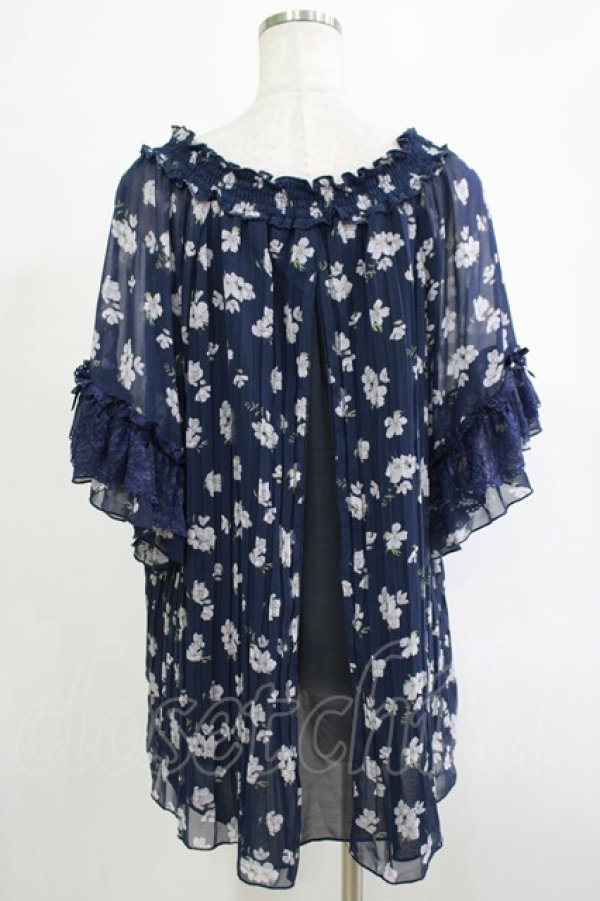 画像3: axes femme / 花柄オフショルブラウス M ネイビー H-25-11-19-054-AX-BL-NS-ZH (3)