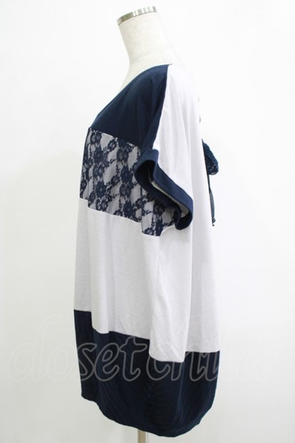 画像2: axes femme / レースボーダートップス M グレー/ネイビー H-25-11-19-055-AX-TO-NS-ZH (2)