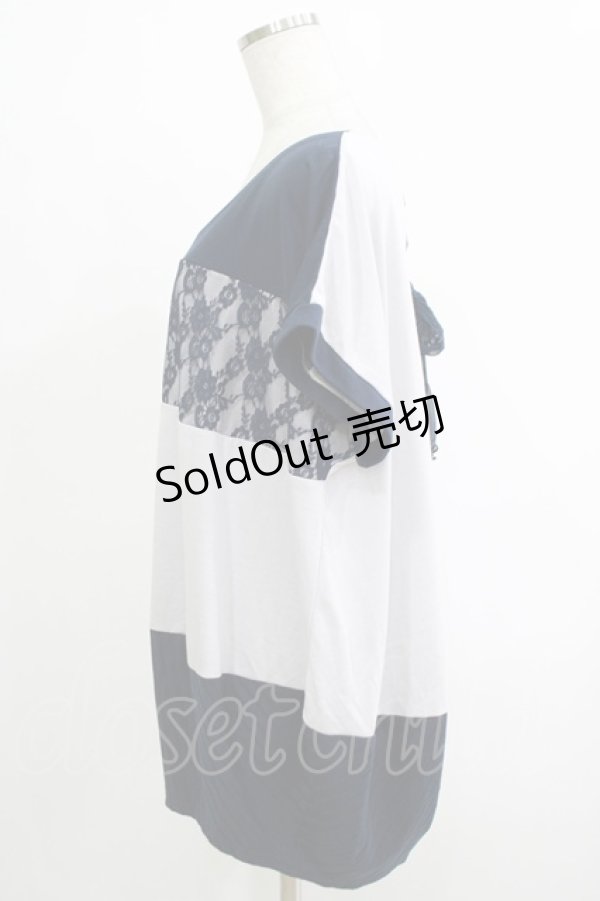 画像2: axes femme / レースボーダートップス M グレー/ネイビー H-25-11-19-055-AX-TO-NS-ZH (2)