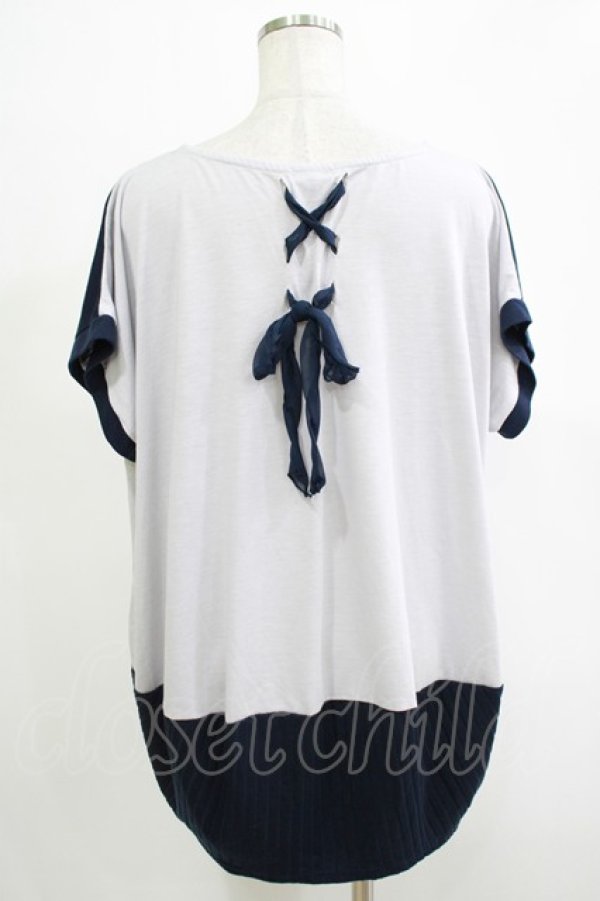 画像3: axes femme / レースボーダートップス M グレー/ネイビー H-25-11-19-055-AX-TO-NS-ZH (3)