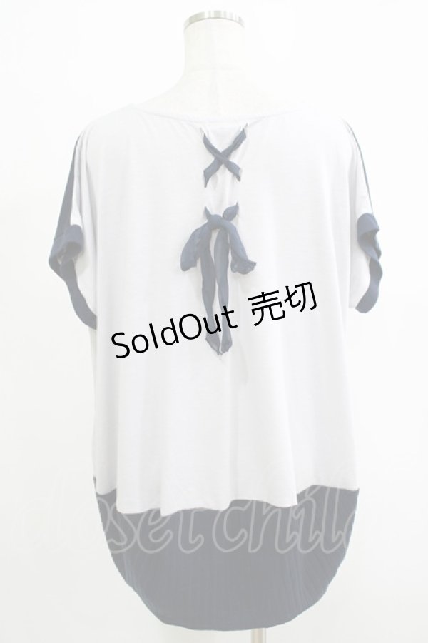 画像3: axes femme / レースボーダートップス M グレー/ネイビー H-25-11-19-055-AX-TO-NS-ZH (3)