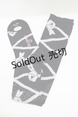 画像: BABY,THE STARS SHINE BRIGHT / レースアップリボン柄オーバーニーソックス  ブラック/ピンク H-25-11-19-068-BA-ZA-NS-ZH