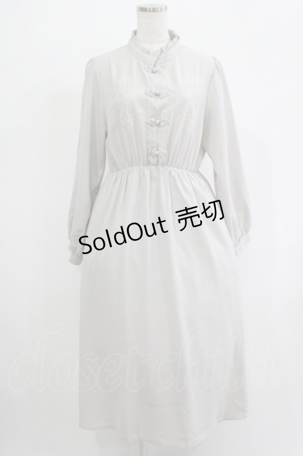 画像1: Newlyme / 刺繍入りチャイナワンピース Free グレー H-25-11-19-008-GO-OP-NS-ZH (1)