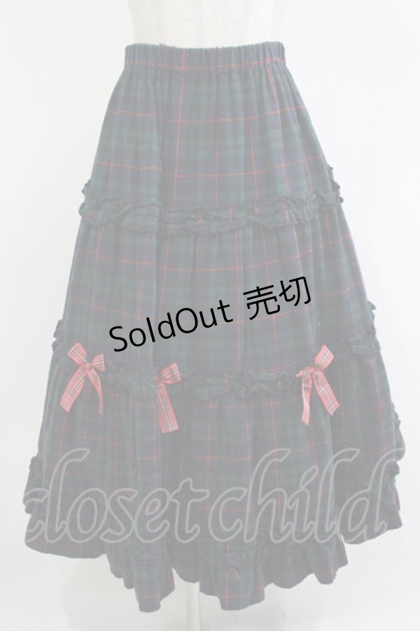 画像1: Nile Perch / チェックティアードスカート Free グリーン H-25-11-19-014-LO-SK-NS-ZH (1)