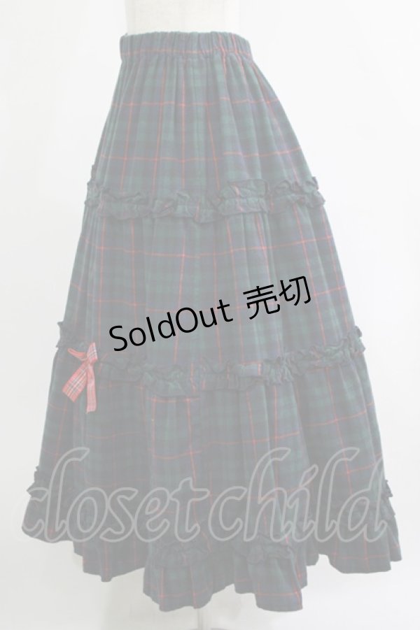 画像2: Nile Perch / チェックティアードスカート Free グリーン H-25-11-19-014-LO-SK-NS-ZH (2)