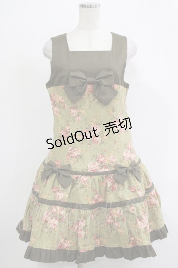 画像1: Heart E / 花柄切替ジャンパースカート Free グリーン H-25-11-19-022-LO-OP-NS-ZH (1)