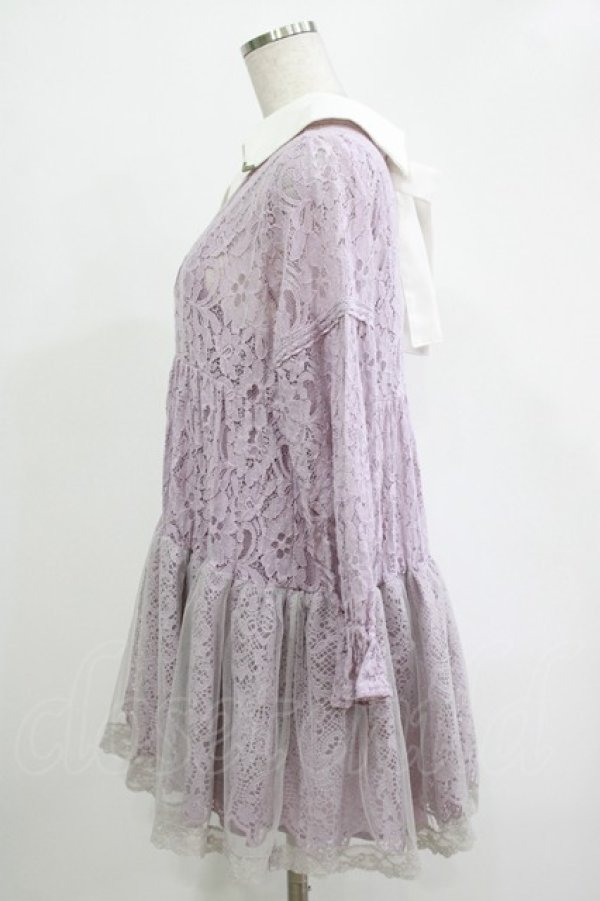 画像2: axes femme / 総レースティアードチュニック M ラベンダー H-25-11-19-023-AX-OP-NS-ZH (2)