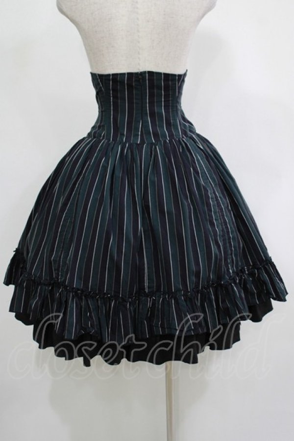 画像3: ATELIER PIERROT / レジメンタルストライプコルセットスカート  グリーン H-25-11-20-003-EL-SK-KB-ZH (3)