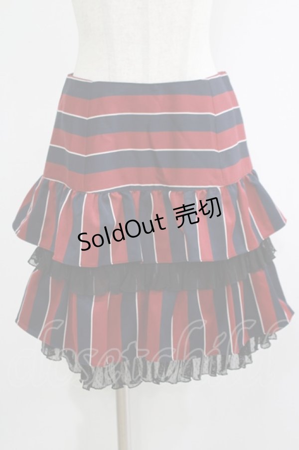 画像1: Emily Temple cute / レジメンタルフリルスカート  ボルドー H-25-11-20-030-ET-SK-KB-ZH (1)