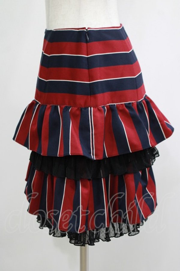 画像2: Emily Temple cute / レジメンタルフリルスカート  ボルドー H-25-11-20-030-ET-SK-KB-ZH (2)