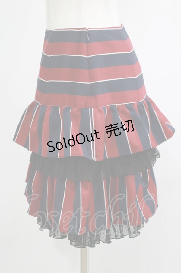 画像2: Emily Temple cute / レジメンタルフリルスカート  ボルドー H-25-11-20-030-ET-SK-KB-ZH (2)