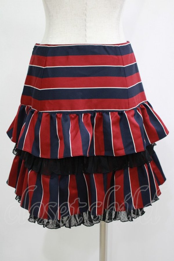画像3: Emily Temple cute / レジメンタルフリルスカート  ボルドー H-25-11-20-030-ET-SK-KB-ZH (3)