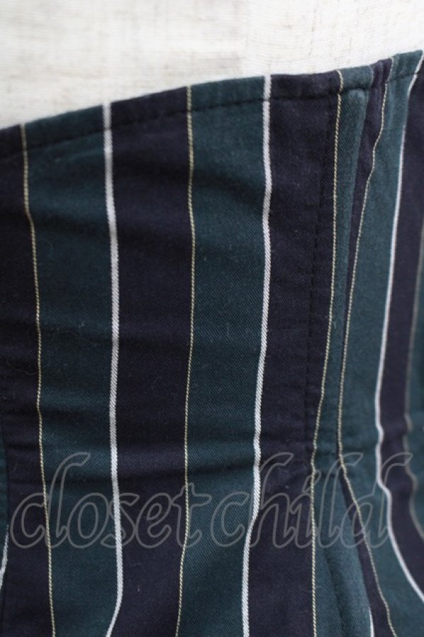 画像5: ATELIER PIERROT / レジメンタルストライプコルセットスカート  グリーン H-25-11-20-003-EL-SK-KB-ZH (5)