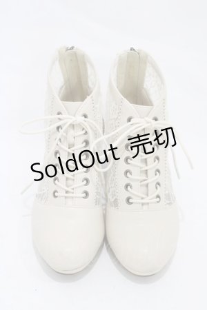 画像: axes femme / レース切替編み上げブーツ M(23.5cm) 生成り H-25-11-20-1003-AX-SH-NS-ZH